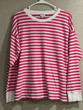 J. Crew candy striped, L 100% cotton, crewneck.